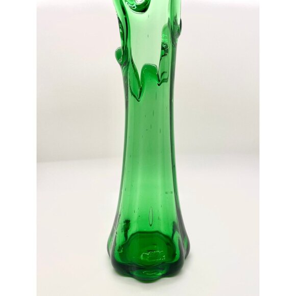 Swung Vase: Vintage Retro Green Glass, Mid Century Modern Five Finger Vase, MCM - Picture 1 of 9